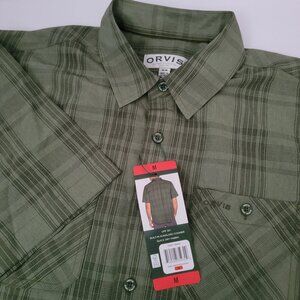 NWT Orvis Short Sleeve Tech Shirt Mens Medium Green Quick Dry UPF 30+ Camp Fish
